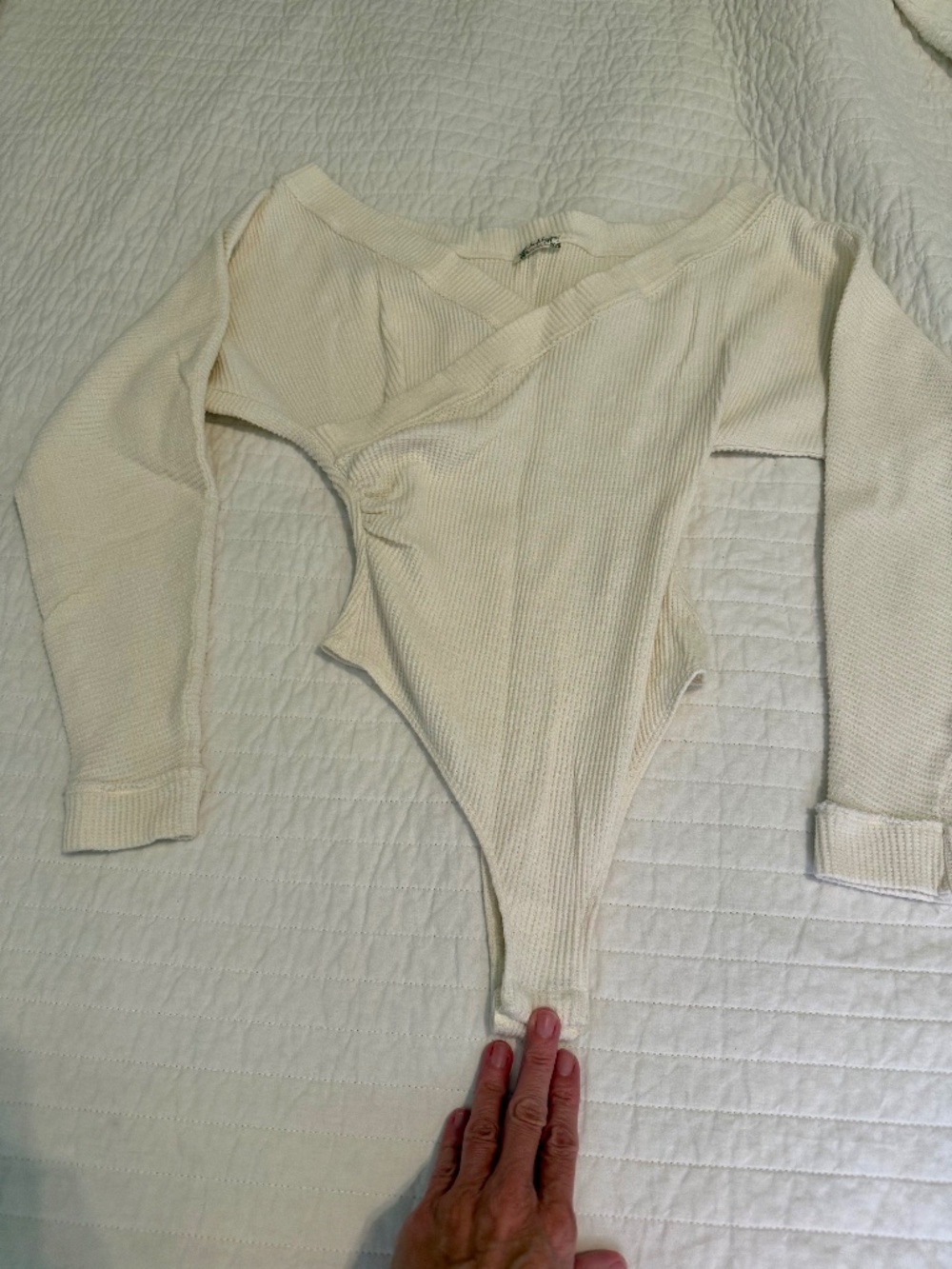 Free People Cream Thong Bodysuit